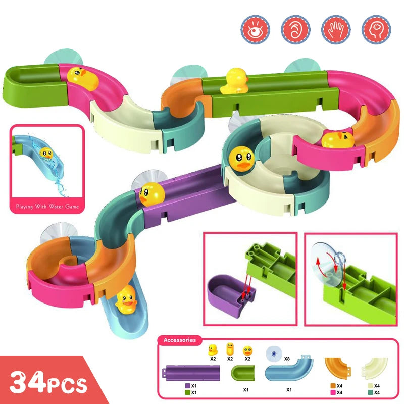 Duck Slide Bath Toy, Rainbow Water Track Bath Toy, Duck Shower Pipeline Bath Toy, or Kids Rainbow Bath Track Toy