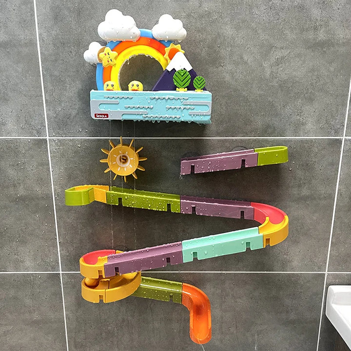 Duck Slide Bath Toy, Rainbow Water Track Bath Toy, Duck Shower Pipeline Bath Toy, or Kids Rainbow Bath Track Toy