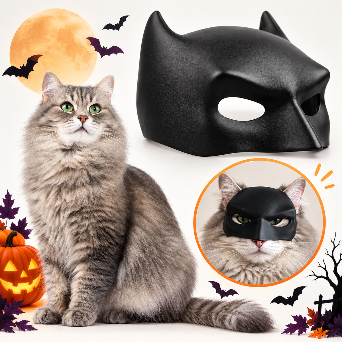 Halloween Bat Cat Mask