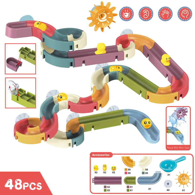 Duck Slide Bath Toy, Rainbow Water Track Bath Toy, Duck Shower Pipeline Bath Toy, or Kids Rainbow Bath Track Toy