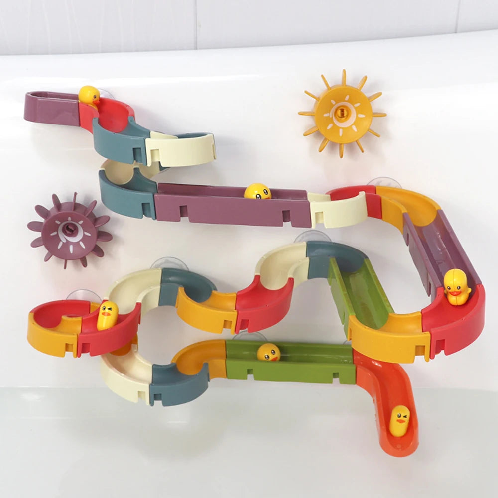 Duck Slide Bath Toy, Rainbow Water Track Bath Toy, Duck Shower Pipeline Bath Toy, or Kids Rainbow Bath Track Toy