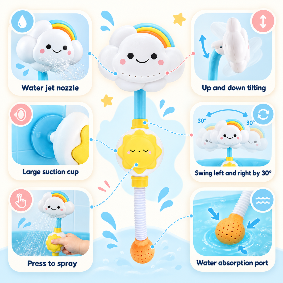 Rainbow Cloud Bath Shower Toy