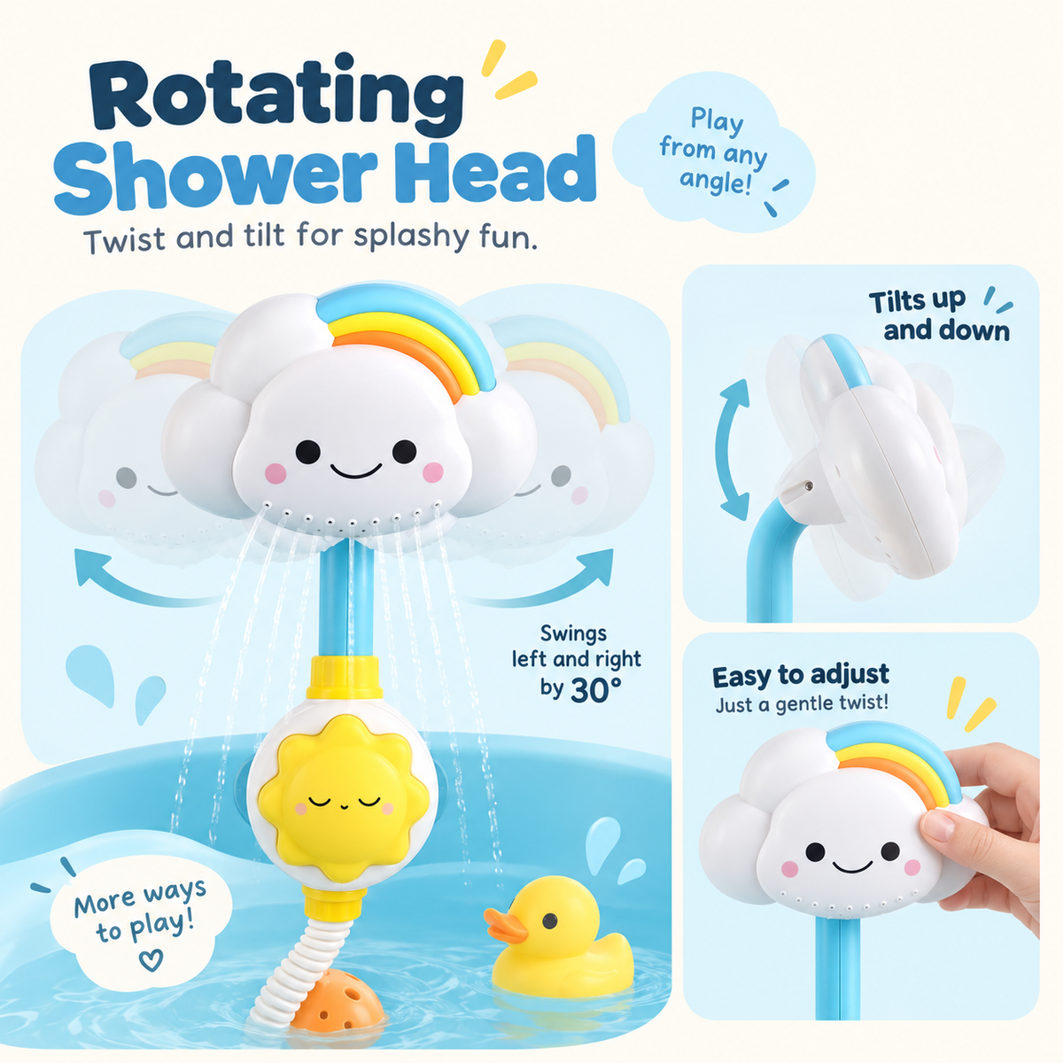 Rainbow Cloud Bath Shower Toy